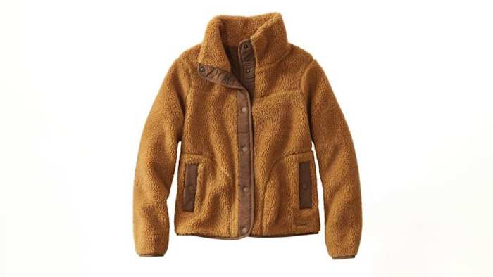 beige fleece button up